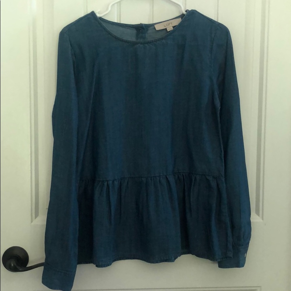 Loft • Chambray Peplum Top